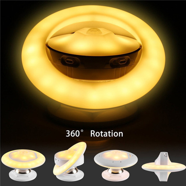 LED Rechargeable Flying Saucer Type Shape Rotatable Body Sensor Night Light Bed Light Wall Lamp with Magnetic connection christmas gifts