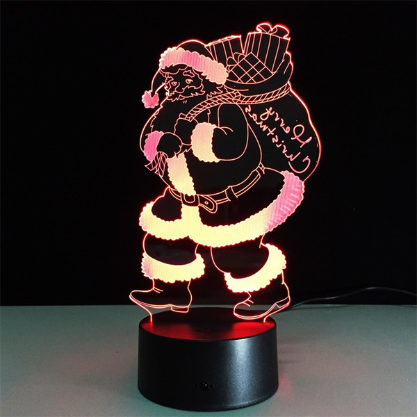 Novelty 7 colors Christmas Father Acrylic 3D Night Illusion Nightlight USB Touch Creative Bedside Sleeping Desk Lamp LED Night Light