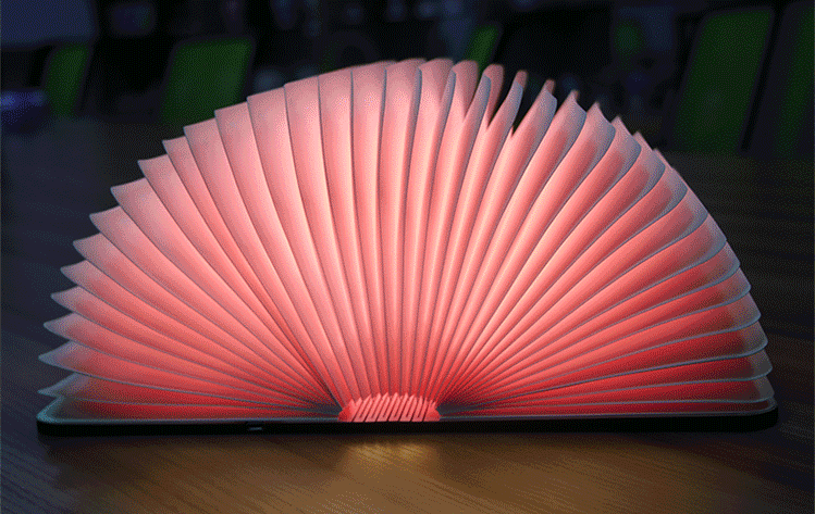 New RGB LED 3D Night Light Folding Book Light Desk Lamp USB Port Rechargeable Wooden Magnet Cover Home Table Desk Ceiling Decor Lamp