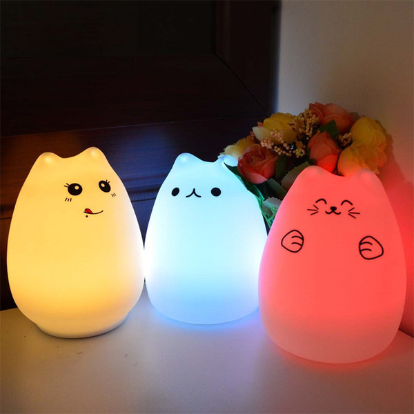 Colorful Cat Silicone LED Night Light Rechargeable Touch Sensor light 2 Modes Children Cute Night Lamp Bedroom Light