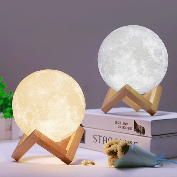 3D LED Night Magical Moon LED Light Moonlight Desk Lamp USB Rechargeable 3D Light Colors Stepless for Home Decoration Christmas lights