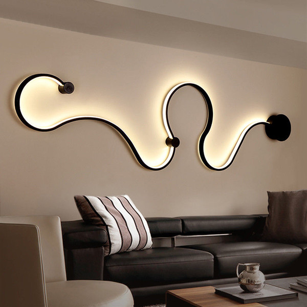 Newest Creative Acrylic Curve Light Snake LED Lamp Nordic Led Belt Wall Sconce For Decor