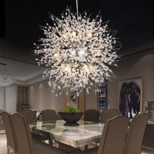 Modern Dandelion LED Ceiling Light Crystal Chandeliers Lighting Globe Ball Pendant Lamp for Dining Room Bedroom Living Room Lighting Fixture