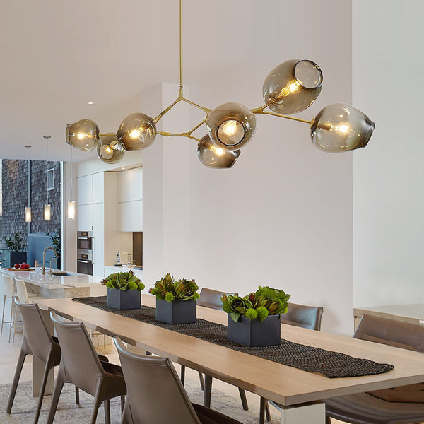 Lindsey Adelman globe glass pendant lamp Branching Bubble Modern Chandelier Light for kitchen/cafe/cloth shop 3/5/7/8/9/11/13/15 heads