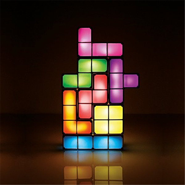 DIY Tetris Puzzle Light Stackable LED Desk Lamp Constructible Block Night Light Retro Game Tower Baby Colorful Brick Toy Magic blocks