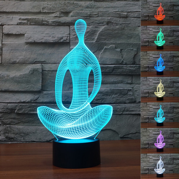 Christmas Creative meditation Lamp shaped Night Light lamp Yoga 3D LED Night Light Acrylic Colorful Gradient Atmosphere Lamp drop ship