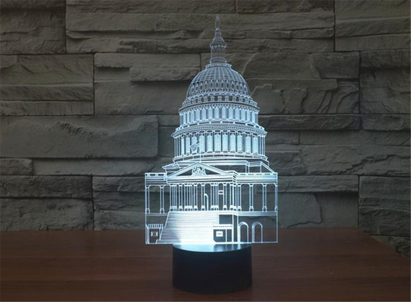 2016 Novelty 3D USA White House Bulbing Light 3D Decor Touch Lighting Gadget Colorful Home Table Lamp Nightlight for Child Gift