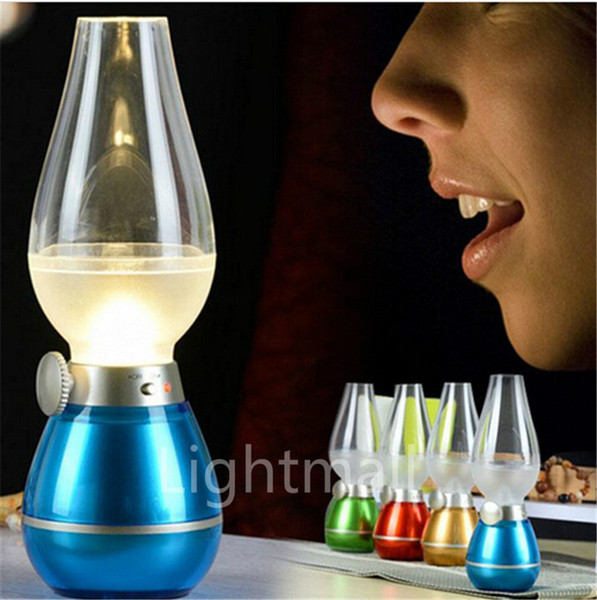 New Arrival LED Retro Lamp Lamps Novelty Lighting USB Rechargeable Blowing Kerosene Adjustable Blow On-Off Night Light Home Decoration