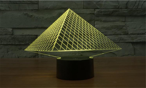 Colorful 3D Pyramid Optical Illusion Lamp USB Acrylic Stereoscopic Design Light Gradient Novelty Atmosphere Night Light Pros Gift