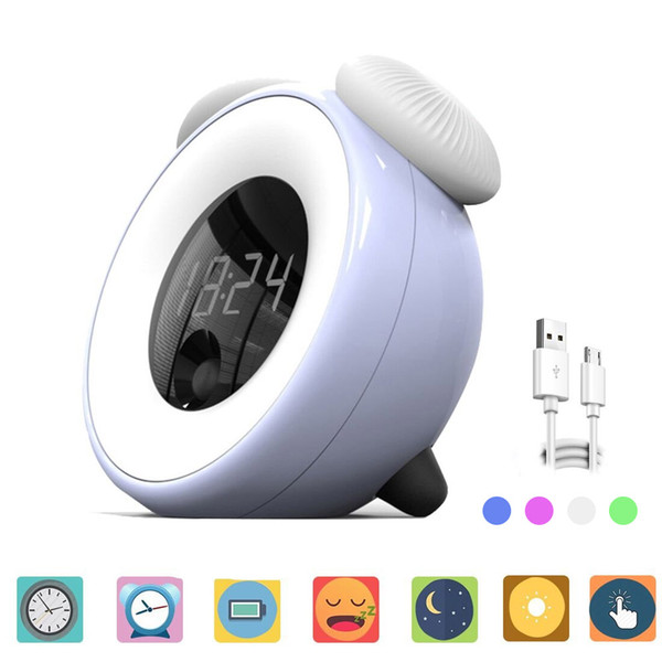 Creative Alarm Clock Night Light Mushroom Shaped Smart Gesture Induction LED Touch Time Alarm Clock Night Light White / Blue / Green / Pink