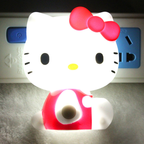 New arrival hello kitty LED Night Light AC110V / 220V Baby Bedroom Lamp 4 Color EU Plug Night lamp