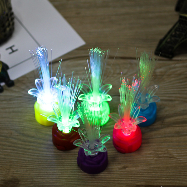 The new small night light of plum flower LED colorful rose fiber flower glitter all stars holiday gift stand is on sale