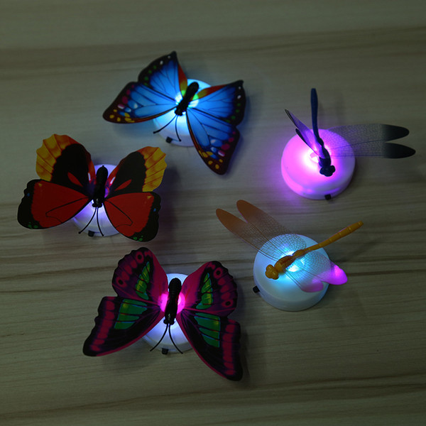 Creative colorful light butterflies small night lights dragonflies can paste LED decorative wall lights manufacturers wholesale