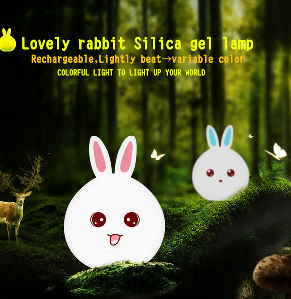 Cute rabbit silicone lamp 7 Color Luminaria Night Lamp Novelty LED Mini bed silicone night light USB charging remote control night light.