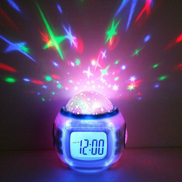 Digital Led Projection Projector Alarm Clock Calendar Thermometer horloge reloj despertador Music Starry Color Change Star Sky Night Lights