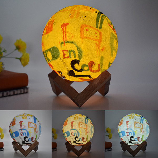 Moon Lamp Children Gift Originality Desk Lamp Coloured Drawing Or Pattern LED Letter 3d Small Night-light