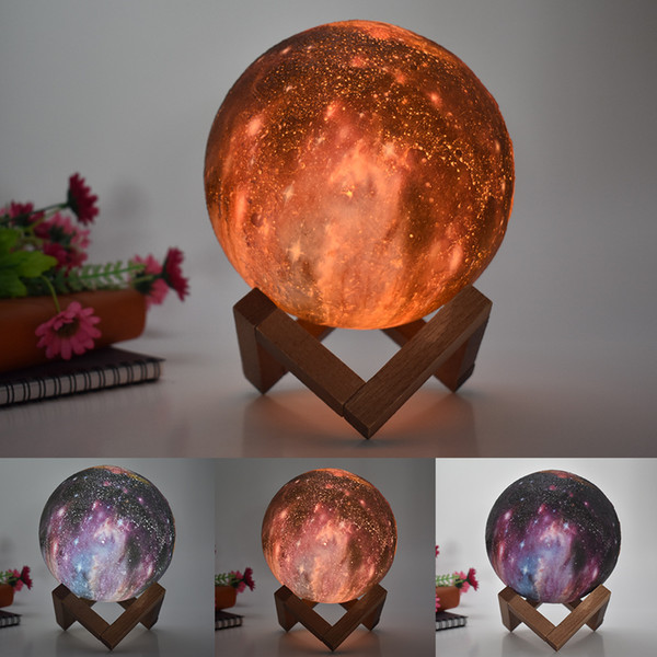 Moon Lamp Children Gift Originality Desk Lamp Coloured Drawing Or Pattern LED Starry Sky 3d Small Night-light