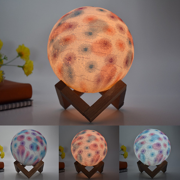 New Moon Lamp Children Gift Originality Desk Lamp Coloured Drawing Or Pattern LED Dandelion 3d Small Night-light