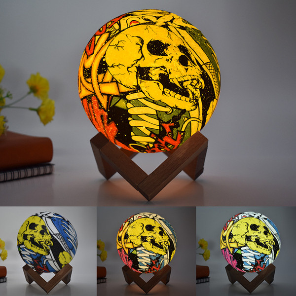 Moon Lamp Children Gift Originality Desk Lamp Coloured Drawing Or Pattern LED Human Skeleton 3d Small Night-light