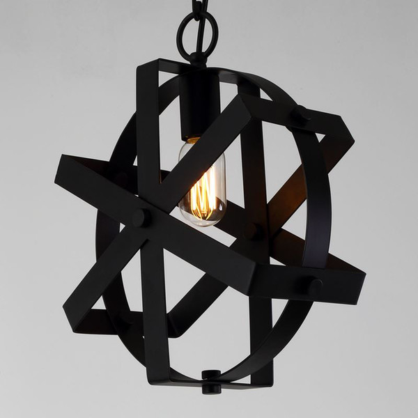 Amercian Countryside Orb Rust Black Color Led Pendant Lamp For Living & Bedroom Decorate Industrial Style Light