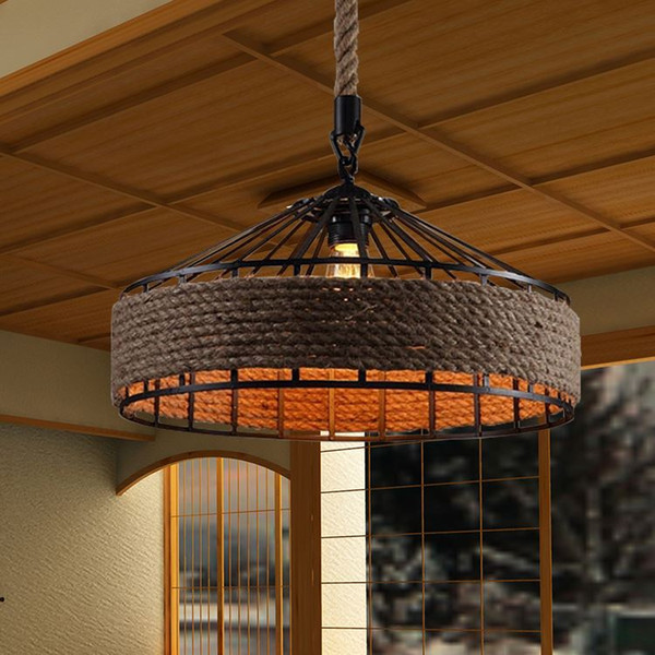 Vintage America Country Iron Edison Rope Pendant Lights Vintage Restaurant Lamp Industrial Hemp Pendant Lamps Rope Light