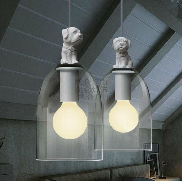 G80 Bulb Freely American Retro European Bedroom Restaurant Stairs White Dog Pendant light