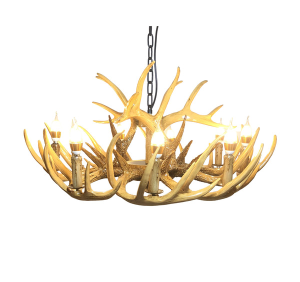 North American Antler Chandelier Lighting Retro Resin Deer Horn Lamps Modern Home Decoration Kitchen E12 UL-Listed Warm White