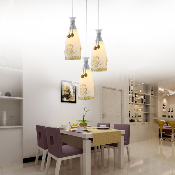 E27 Flower Pattern LED Pendant Lamps Brief AC 180-260V LED Pendant Lights with Metal Glass for dinning Room