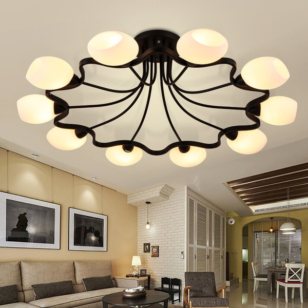 30sq.m LED Pendant Lamps E27 US Country Style AC 220V LED Pendant Lights with Metal Glass for Living Room