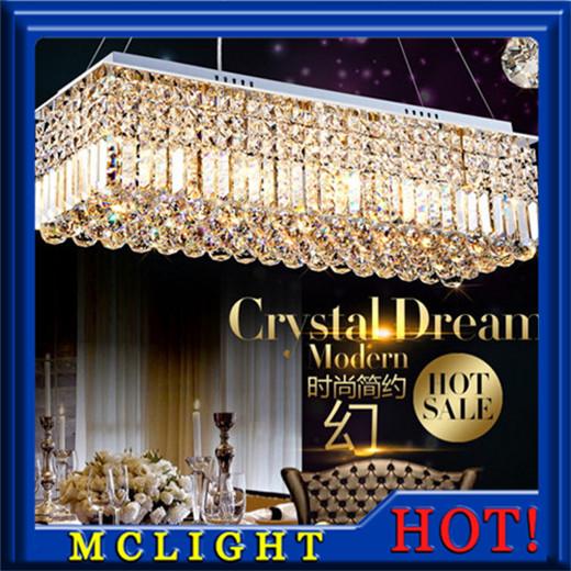 Long Size Rectangle Crystal Pendant Light Fitting Crystal Dining Light Suspension Lamp for Dining Room, Bedroom/Meeting Room