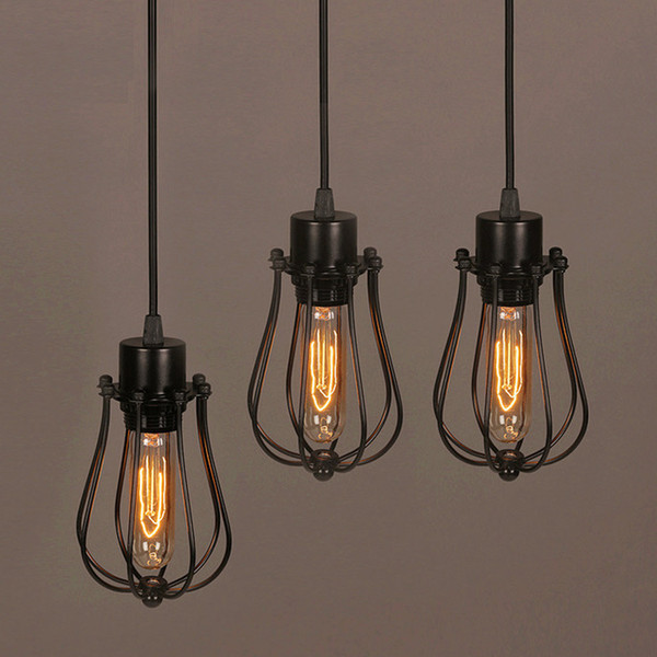 Free shipping Vintage Light Bulb Retro Industrial Edison 1 Light Metal Shade Ceiling Pendant Lamp Fixture Black With bulb