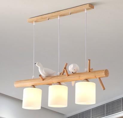 Lightcat Nordic solid wood dining room chandelier modern simple small family dining room bar bedroom children's room bird Chandelier