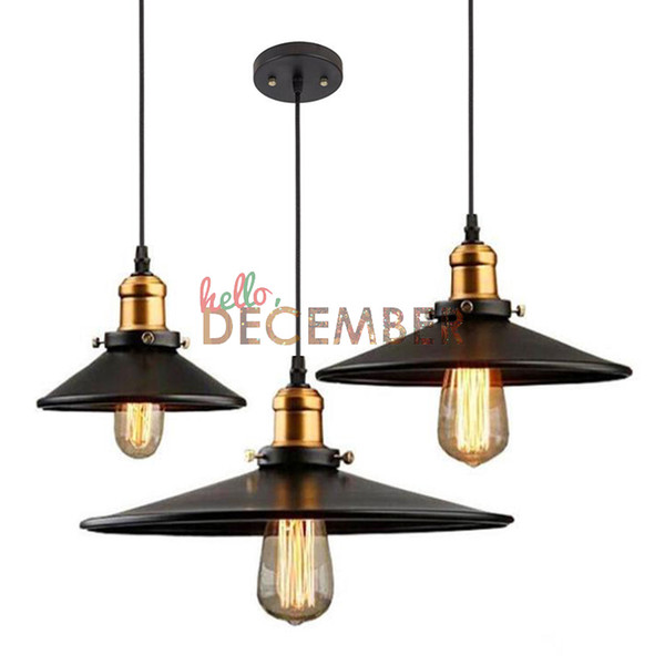 Vintage Metal LED Pendant Lights 22CM-26CM-30CM-36CM 8.66-10.23-11.81-14.17 Inch Adjustable LED Ceiling Pendant Lamps AC 100-240V