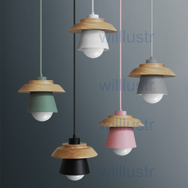 willlustr pendant light suspension lamp modern lighting art deco natural nordic hanging lights wood metal macarons pink green