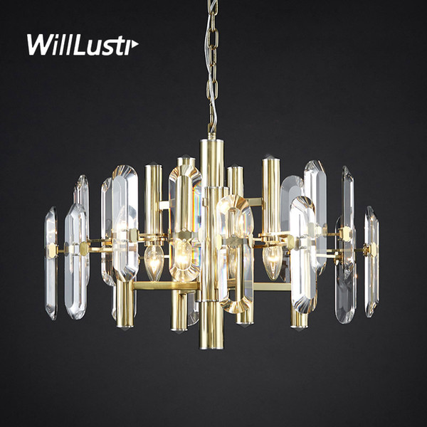 Modern Luxury Pendant Lamp K9 Crystal Chandelier Hotel Restaurant Mall Villa Living Room Bedroom Creative Metal Hanging Lighting