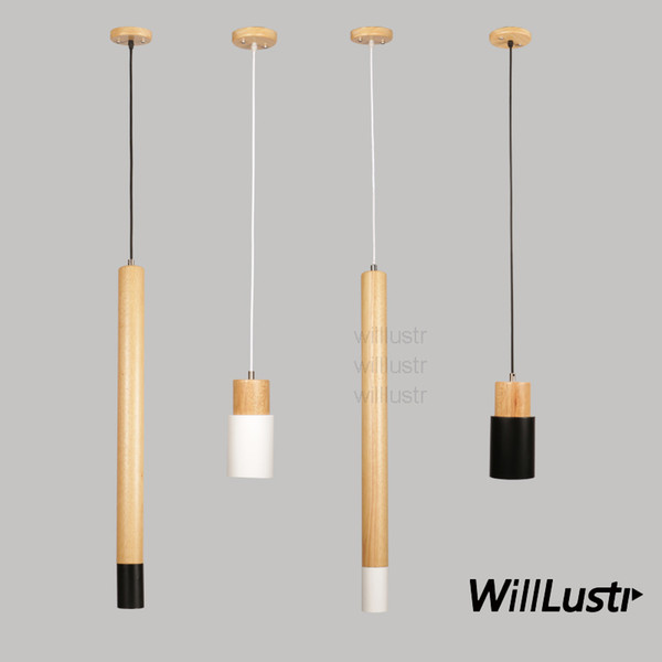 Willlustr cylinder pendant lamp wood plus metal suspension lighting dinning room restaurant hotel villa cafe bar counter spot light