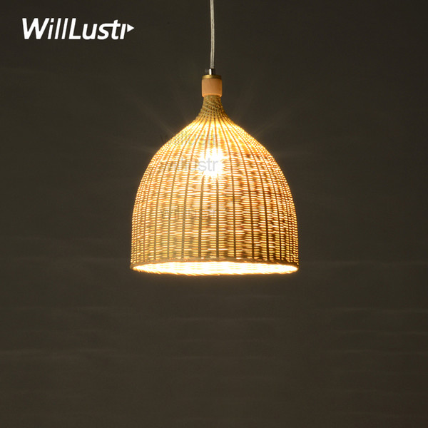 Willlustr bamboo pendant lamp dinning living room suspension light handmade wicker basket hotel hall restaurant loft kitchen hang lighting