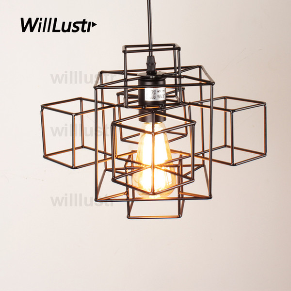 Willlustr metal abstract geometry PENDANT LIGHT American country suspension lamp industry loft Edison Bulb hanging lighting