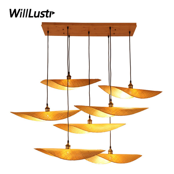 Chinese Bamboo Pendant Lamp Handmade Wood Seagull Suspension Light Hotel Bistro Restaurant Teahouse Zen Cafe Bar Creative Hanging Lighting