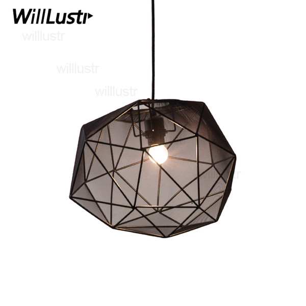 iron diamond fabric pendant lamp suspension light nordic style design dinning room bedroom home foyer black white hang lighting parlor lamp