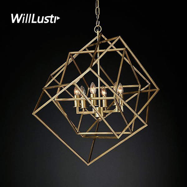 Willlustr CAGED CUBIST PENDANT lamp geometric hanging lighting multifaceted metal frame loft Bar suspension Light hotel hall restaurant