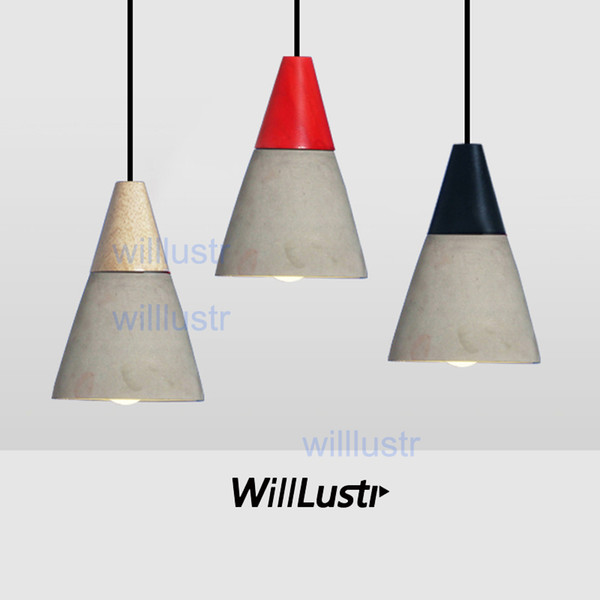 willlustr wood concrete penwdant light natural cement suspension lamp design nordic hanging lighting dinning room restaurant hotel cafe bar