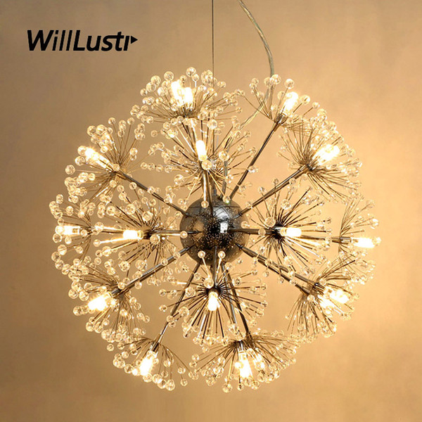 K9 Crystal LED Pendant Lamp Luxury Dandelion Suspension Light Hotel Restaurant Mall Living Room Bedroom Flower Hanging Lighting