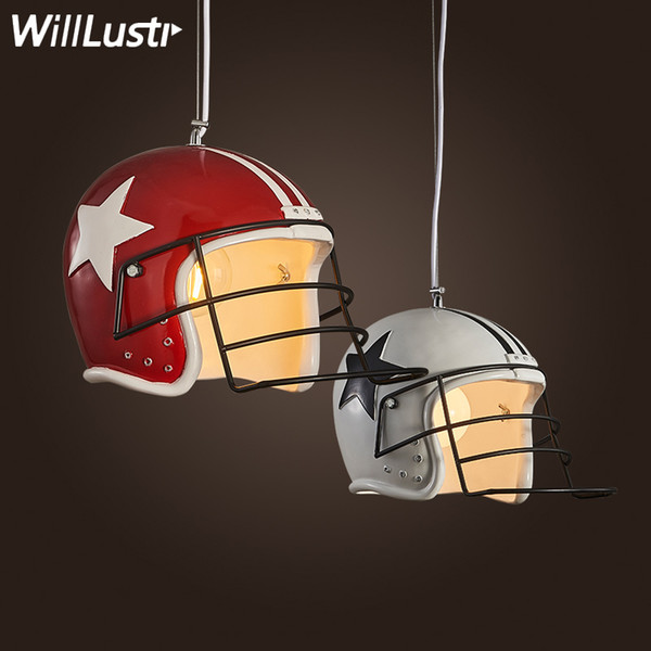 modern helmet pendant lamp football helmet suspension light resin material lighting dinning room restaurant hotel loft shop showcase