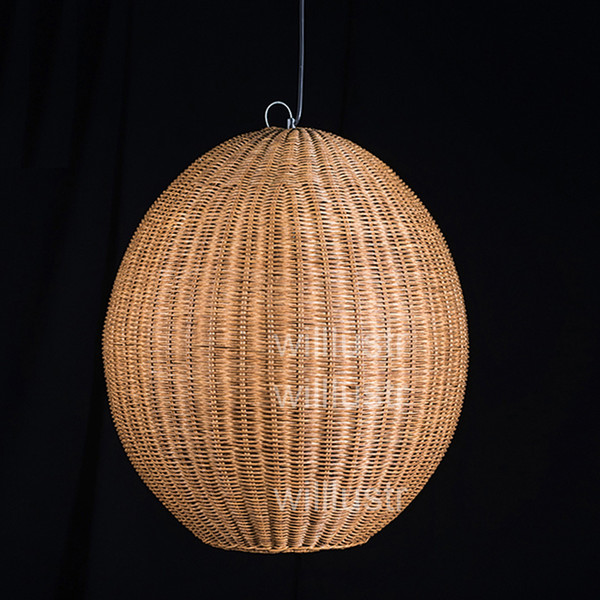 willlustr wicker pendant lamp handmade wood suspension light rugby shape lighting wicker hanging light hotel restaurant lounge