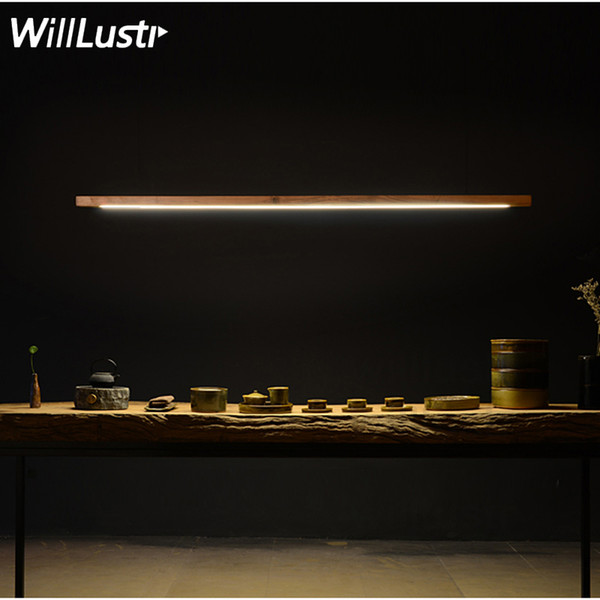 Willlustr wood LED talo pendant lamp walnut pine wooden long bar tube suspension light office meeting dinning room hotel villa counter light