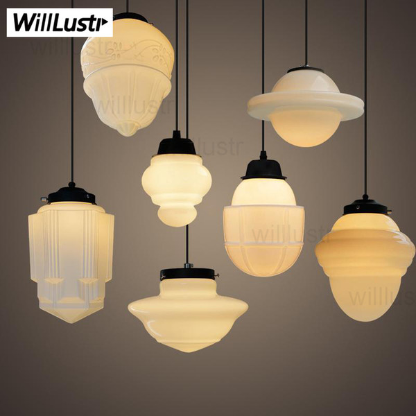 milk white glass pendant light Art Deco vintage Northern Europe suspension lighting nordic light dinning room shop hotel PARISIAN ECOLE