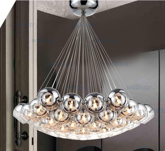 modern crystal ball lamps glass pendant lamps cluster hanging chandeliers stair lighting Hall lighting crystal chandelier pendant light