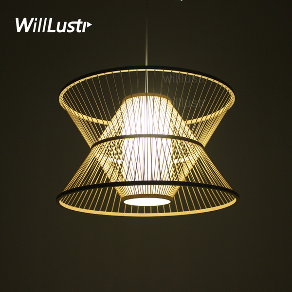 willlustr handmade bamboo pendant lamp wood suspension light modern designer lighting pastoral hotel restaurant nordic mall