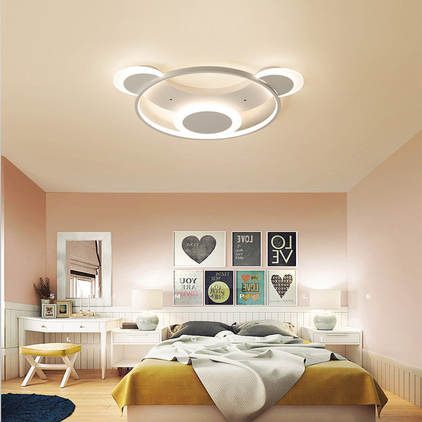 LED ceiling light cartoon bear creative personality bedroom led ceiling lamp Nordic home ultra-thin Indoor Lighting RC Dimmable Pendant Lamp